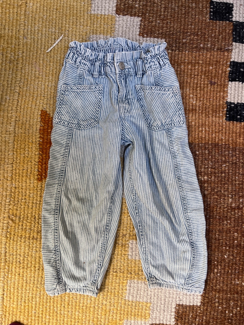 GAP Light Blue Striped Paperbag Waist Kids Jeans